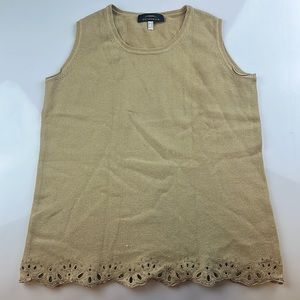 Antonette Merino Wool/Cashmere Sleeveless Beaded Top S85-43